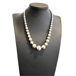 Vintage Doskow Sterling Silver Graduated Bead Ball Neckace, 18”